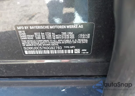 2019 BMW X6 Sdrive35I z USA, uszkodzony, nr VIN 5UXKU0C57K0G92783